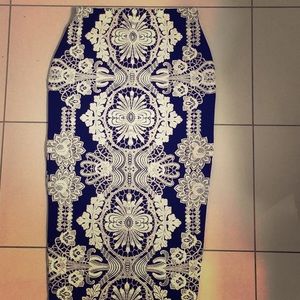 River Island Black & White Pencil Skirt